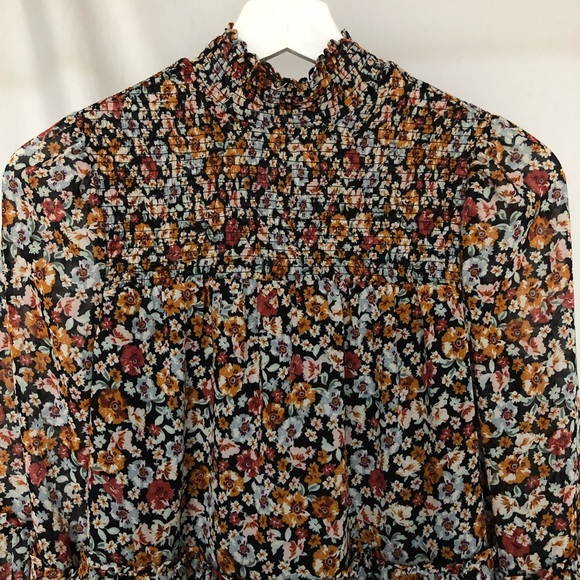 Dynamite Floral Smocked Mock Neck Dress - Picture 3 of 5